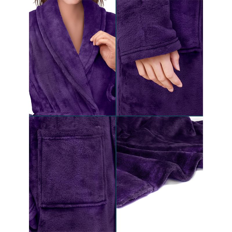 PAVILIA Womens Robe Fleece Plush Soft, Fluffy Fuzzy Cozy Warm Lightweight Bathrobe, Shower Spa House Long Robes for Women, 3 of 8