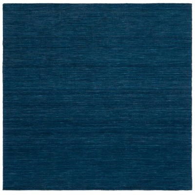 Handmade Navy Blue Wool Square Rug, 6'