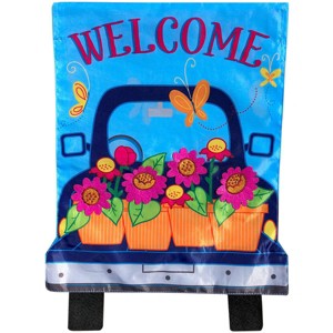 Spring Pickup Applique House Flag Welcome Floral 28" x 40" Briarwood Lane - 1 of 4