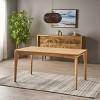 Mid Century Modern 59'' W Rectangle Dining Table,Rubberwood Dining Table with Walnut Veneer,4-6 Seater Dining Room Kitchen Table-Coolbibila - 3 of 4