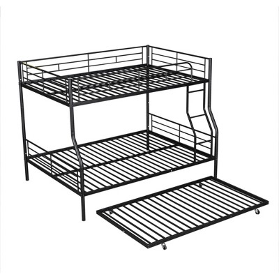 NicBex Full Over Full Bunk Bed with Safety Guardrail and Trundle,Loft Bed with Ladder and Converts to 2 Beds,Noise Reduced Bunk Beds for Bedroom
