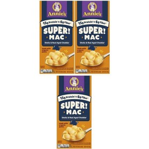 Annie's 3 Pack/6oz Each Organic Super Mac Shells & Real Aged Cheddar - 1 of 3