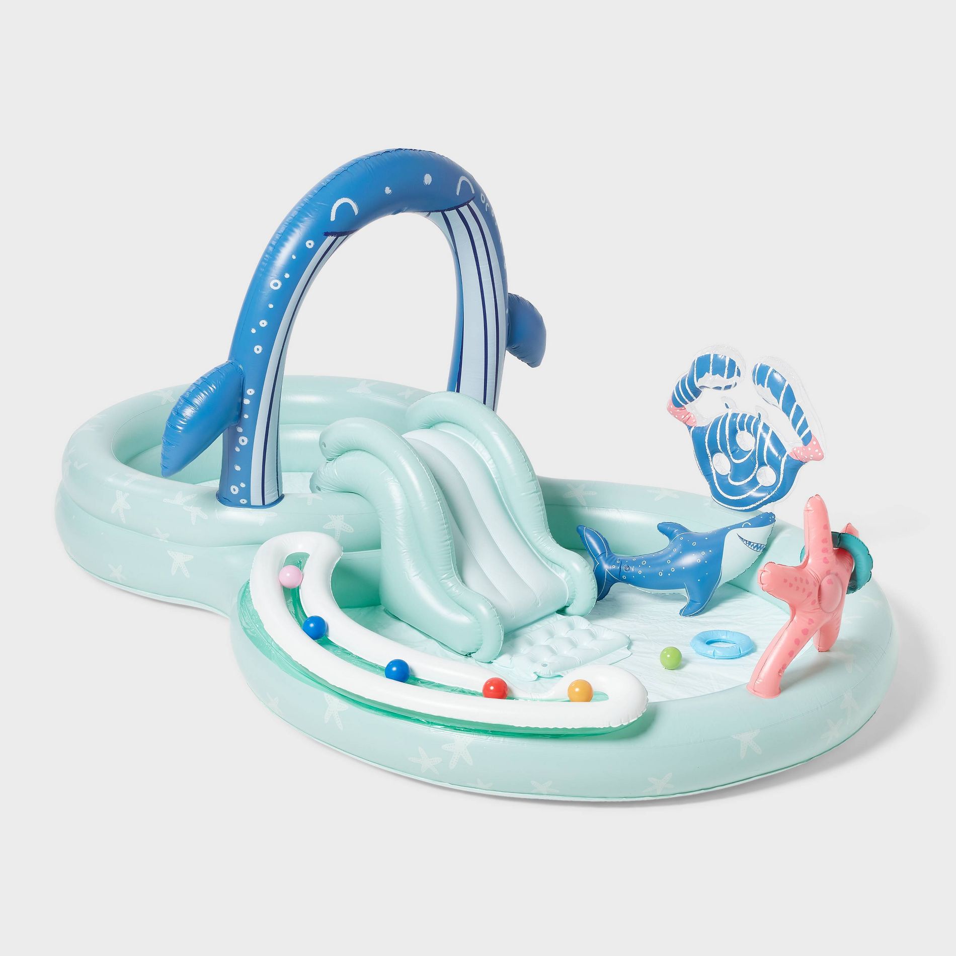 75'' x 117'' x 56'' Play Center Update 99 gal Novelty Kiddie Pool Whale - Sun Squad™: PVC Inflatable, Ages 2+