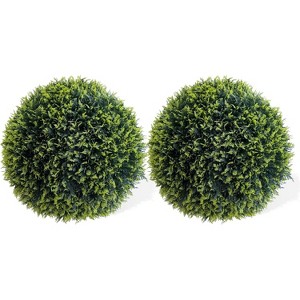 24.8" Topiary Ball 2 Pcs, Artificial Cedar Topiary Balls Garden Spheres Decorative Balls for Patio Garden, Wedding Decoration - 1 of 4