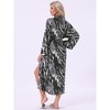 INSPIRE CHIC Women's Satin Leopard Silky Long Sleeves Cover Up Loose Bridal Party Long Bathrobes with Belt - 4 of 4