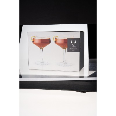 Viski Angled Crystal Coupe Cocktail Glasses Set of 2