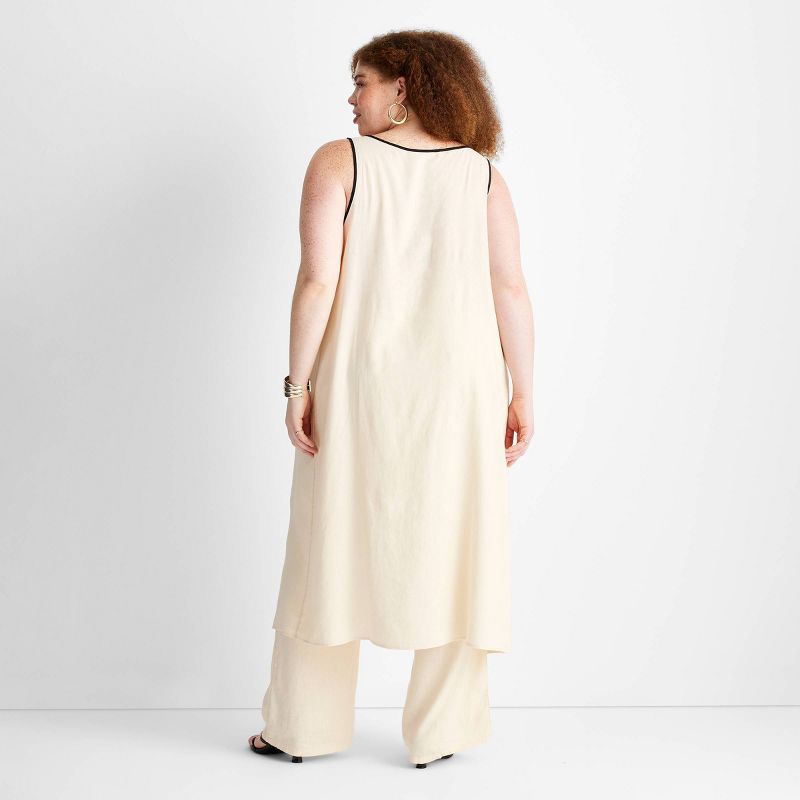 Women's Linen Front Slit Maxi Tank - Future Collective™ with Jenny K. Lopez Cream, 2 of 5