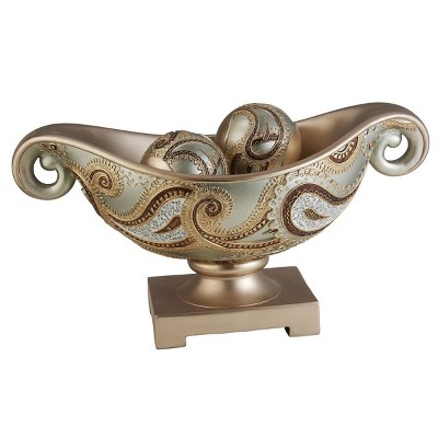 Aurora Paisley Decorative Bowl With Spheres