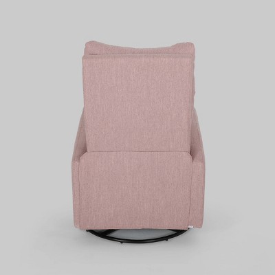 Ishtar Light Blush & Black Wood Swivel Glider Pushback Recliner