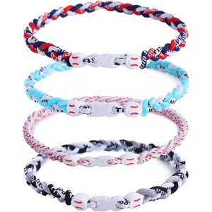 4 Pieces Baseball Necklaces for Boys,Three Braided Rope Tornado Sports Titanium Necklaces,Baseball Accessories Drip - 1 of 4