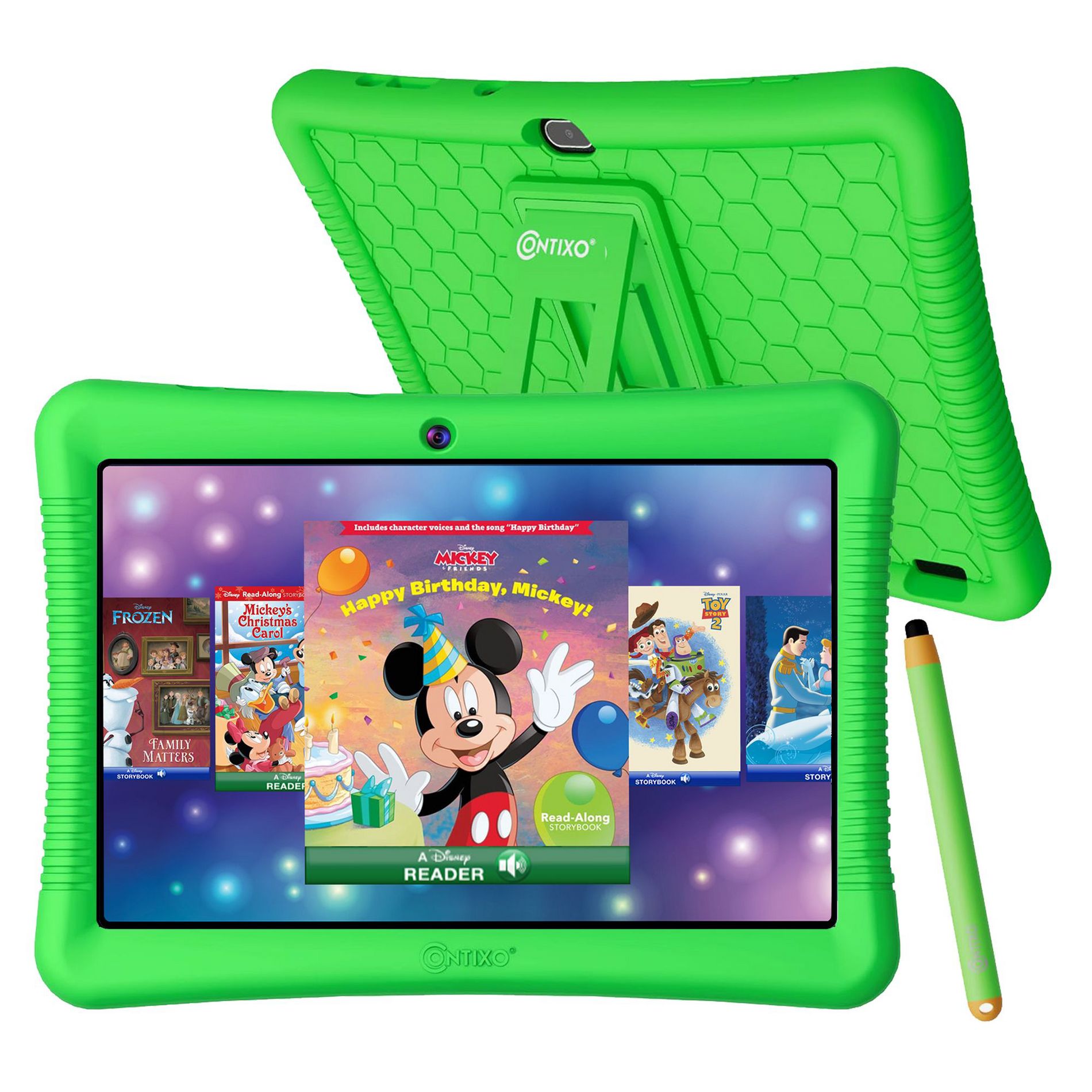 Buy 2: Contixo K102 10" Inch Kids Tablet Bundle Value Pack, Kids Tablets Parental Control, 32GB, Wi-Fi, w/ Teacher Approved Apps  -Pink & Green