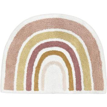 Sweet Jojo Designs Girl Kids Accent Floor Rug Boho Rainbow 30 in. x 22 in. Pink Yellow and Beige