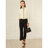 Allegra K Women's Ruffled Stand Collar Long Sleeve Chiffon Button Down Shirt - 2 of 4
