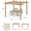 Garvee 10x10ft Outdoor Aluminum Pergola Retractable UPF50+ Waterproof Canopy, Wood Grain Frame, Tool-Free Assembly, Off-White Curtains - 3 of 4