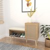 VYNXARIA 2-in-1 Shoe Storage Bench,Natural Rattan Shoe Cabinet with 2 Adjustable Shelves and Removable Seat Cushion - 2 of 4