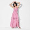 Women's Smocked Maxi A-Line Dress - Wild Fable™ Pink Floral - 2 of 3