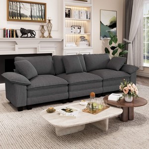 Captiva Designs 123.6-Inch Cloud Modular 3PC Sofa, Deep Seat Sectional Couch with Cushions, Corduroy & Chenille Fabric - 1 of 4