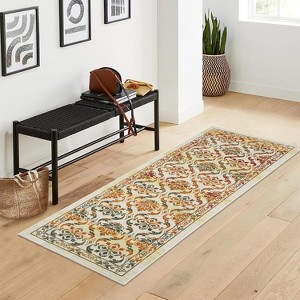 Area Rug Modern Floral Washable Rugs Ultra-Thin Non Slip Living Room Rug Low Pile Boho Floral Carpet Trellis Distressed Bedroom Rugs - 1 of 4