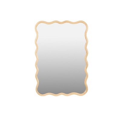 JUJABU 40" x 28" Modern Solid Wood Rectangle Wavy Mirror for Bathroom, Bedroom, Living Room, Entryway