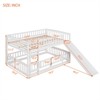 RISOKEYS Full Over Full Low Bunk Bed - Slide Included, Safety Fence & Ladder, Perfect for Toddlers Kids Teens - White - 3 of 4