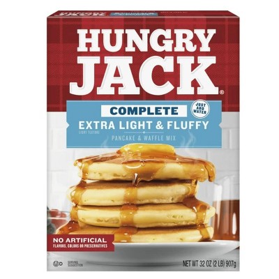 Hungry Jack Complete Extra Light and Fluffy Pancake Mix and Waffle Mix, 32 oz Box (Pack of 4)