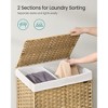 38.3 Gallon Dual-Section Rolling Laundry Hamper with Wheels, 2-Compartment Synthetic Rattan Basket with Removable Liner, 21.7x15.7x26 Inches, Natural - 2 of 4