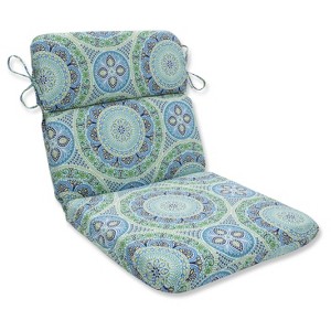 Outdoor/Indoor Delancey Blue Rounded Corners Chair Cushion - Pillow Perfect