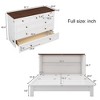 Full Size Murphy Bed Cabinet with Large Storage Drawer, Built-In Charging Station, Fold-Out Design, Solid Wood Frame - 2 of 4