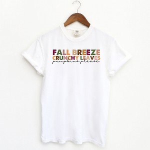 Simply Sage Market Women's Fall Breeze Crunch Leaves Colorful Short Sleeve Garment Dyed Tee - 1 of 2