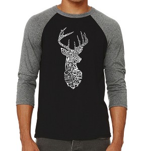 LA Pop Art Men's Raglan Baseball Word Art T-shirt - Types of Deer - 1 of 4