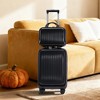 14"/20" 2 Pcs/Set ABS Spinner Wheel Luggage, Front Opening, Combination Lock, Cosmetic Case, Black -- Frevyn - 3 of 4