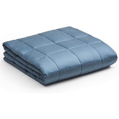 YnM Oeko-Tex Certified Premium 60 x 80 Inch 20 Pound Bamboo Calming Heavy Weighted Blanket with Glass Beads for Queen and King Beds, Blue Grey