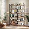 Vynxaria Industrial 6-Tier 67" Bookshelf  12 Open Shelves, Freestanding Metal Frame, Edge Guards, X-Reinforcement, Brown - 2 of 4