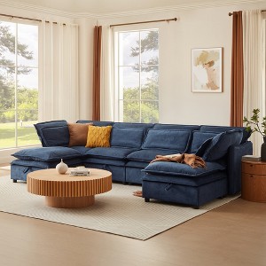 Modern Large U-Shaped Modular Sofa, Freely Combinable 6/4-Seater Sofa Couch with Double-Layer Cushion & Storage Function - ModernLuxe - 1 of 4