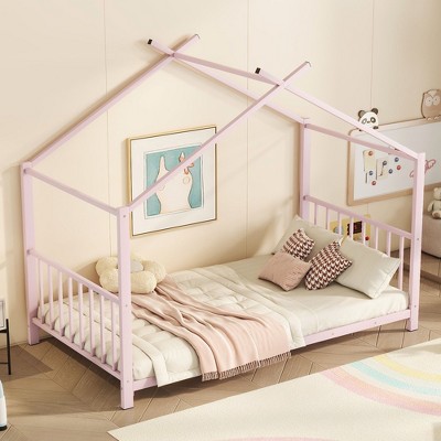 NicBex Twin Size Metal House Platform Bed for Kids Teens Adults,No Box Spring Needed