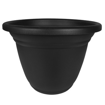 HC Companies MOA22000G18 Mojave 22 Inch Diameter x 16.5 Inch Tall Round Plastic Resin Flower Garden Planter Pot, Black