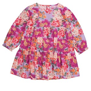RuffleButts Toddler Girls Woven Long Sleeve Tiered Twirl Dress - 1 of 4