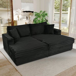 GDFStudio Ivern Modern 86.22'' Corduroy Upholstered Double Chaise Lounge Sofa with 2 Pillows - 1 of 4