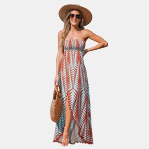 Hawaiian Dress| Sunny Coast Geo Maxi Dress - Orange - S