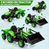 Green 12V 3 in 1 Kids Ride On Excavator Tractor And Trailer With Remote Control Led Lights Music Usb Horn Safety Belt And Long Lasting Battery For Ag - 2 of 4