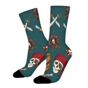 Pirates Women Printed Crew Socks Funny Funky Socks Soft Polyester Novelty Gifts for Artists Men - 1 of 1