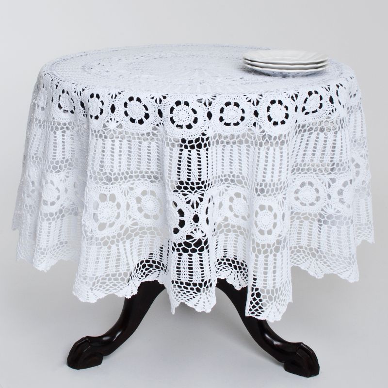 Saro Lifestyle Handmade Crochet Cotton Lace Table Linens, 1 of 3