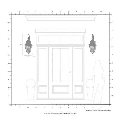 Amwell Bronze 3-Light Outdoor Wall Lantern with Seeded Glass
