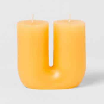2-Wick Shaped Pillar Candle U Orange - Opalhouse™
