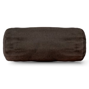 Majestic Home Goods,Bolster Pillow Faux Suede Dark Brown - 1 of 4