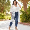 Anna-Kaci Women's Plus Size Lace Cardigan Short Sleeve Open Front Floral Crochet Long Duster - 4 of 4