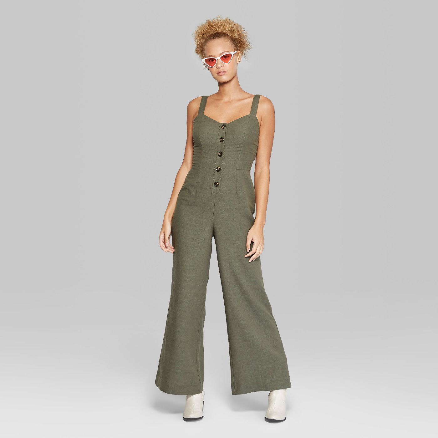 Women's Strappy Button Front Tie Back Jumpsuit - Wild Fable™ - image 2 of 10