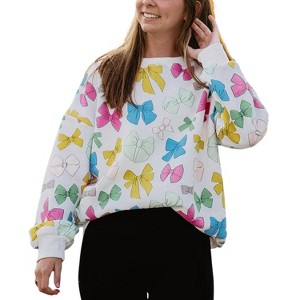 Women's Multicolored Bows Sweatshirt - Katydid - 1 of 2