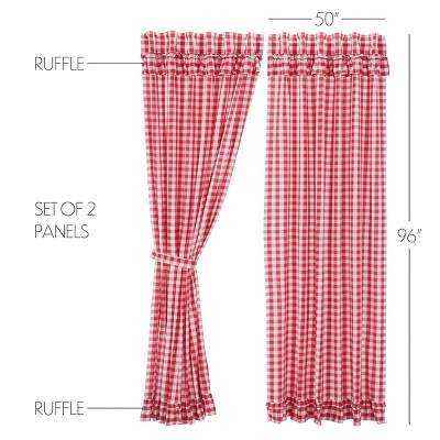 Annie Buffalo Red Check Ruffled Panel Set of 2 96x50 VHC Brands