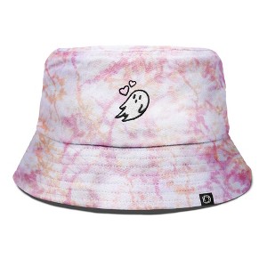 Dalix Heartly Ghost Tie Dye Bucket Hat Cotton Embroidery Casual Outdoor Style Womens - 1 of 4
